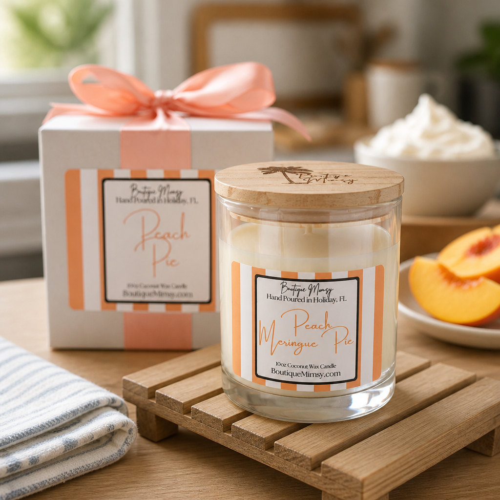 Peach Meringue Pie, Olive Oil Wax Candle 10 oz