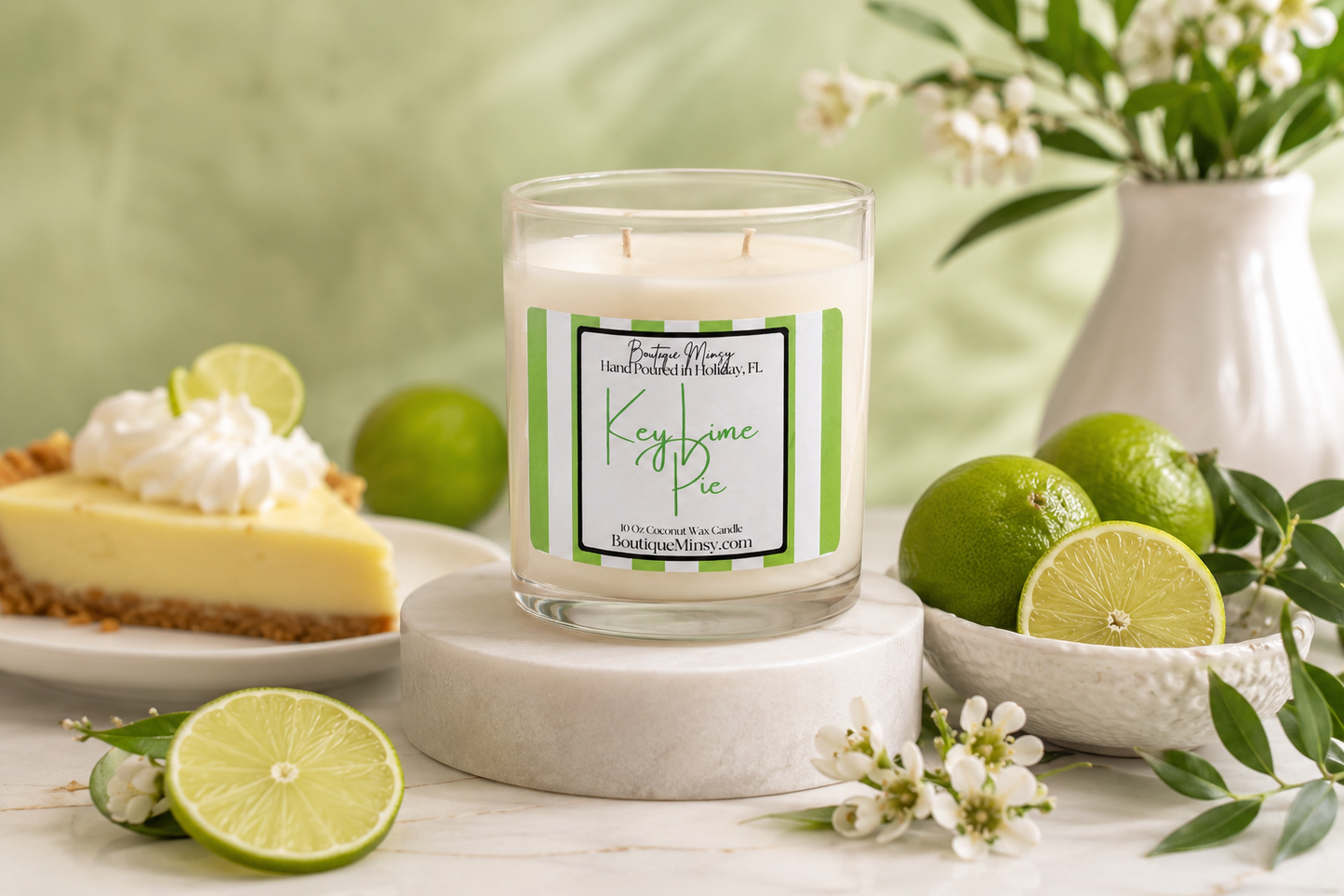 Key Lime Pie, Olive Oil Wax Candle 10 oz