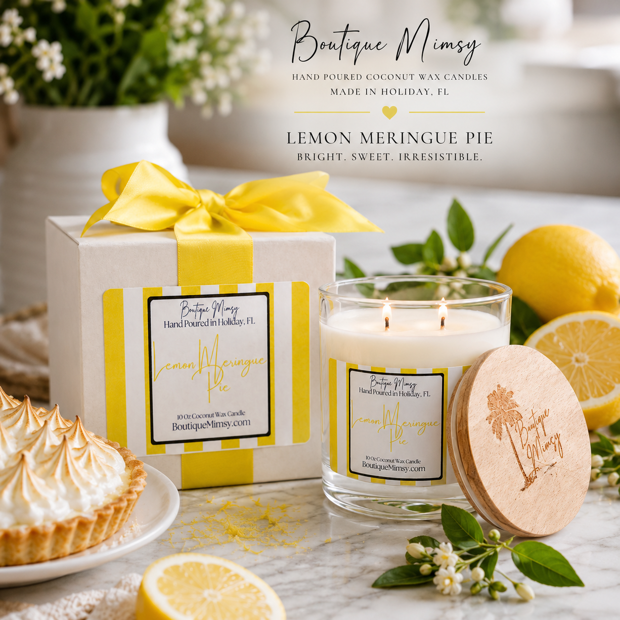 Lemon Meringue Pie, Olive Oil Wax Candle 10 oz